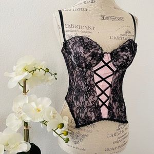 Fredricks of Hollywood Pink & Black Lace Corset